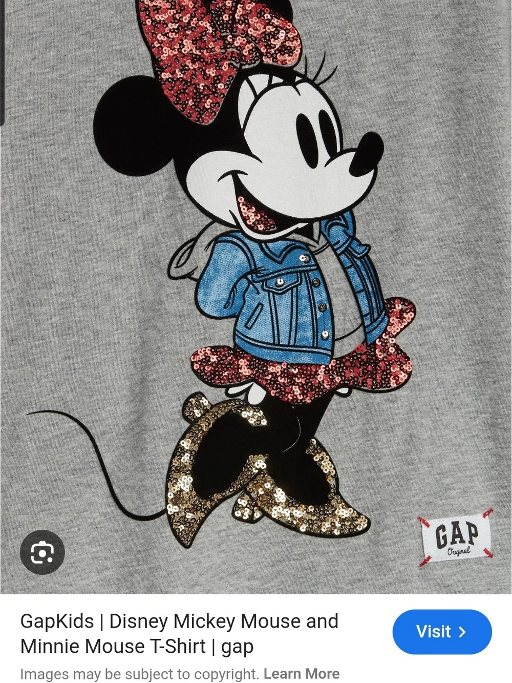 GAP Girls' Limited Ed Minnie Mouse Sequin Long-Sleeve Top